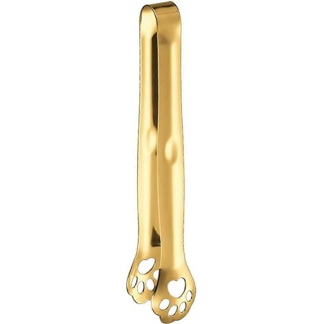 Pince à glaçons incurvée antidérapante en acier inoxydable plaqué or, compatible avec les morceaux de sucre, le thé, le café et bien d'autres usages. (1/5)
