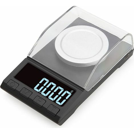 echelle milligramme 50g 0.001g echelle de bijoux haute precision avec ecran LCD pour poudre de medecine d'or de bijoux, modele: noir (1/5)