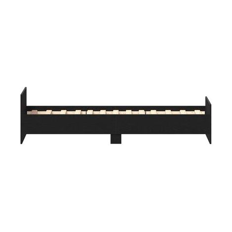 Cadre de lit avec tête de lit, chêne noir, bois stratifié, chêne naturel élégant, tête de lit confortable, pour chambre, confort quotidien, assemblage rapide (1/5)