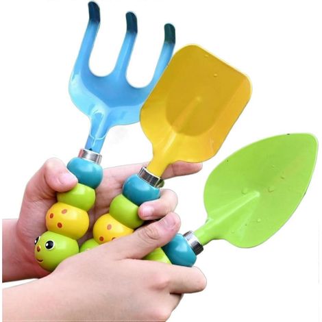 Mini pelle de jardin bleue avec manche ergonomique, adaptée à diverses tâches de jardinage et aux plantes en pot. (1/5)