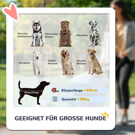 Poussette canin pliable pour grands chiens, chariot 4 roues avec laisse de sécurité et frein, marron (1/4)