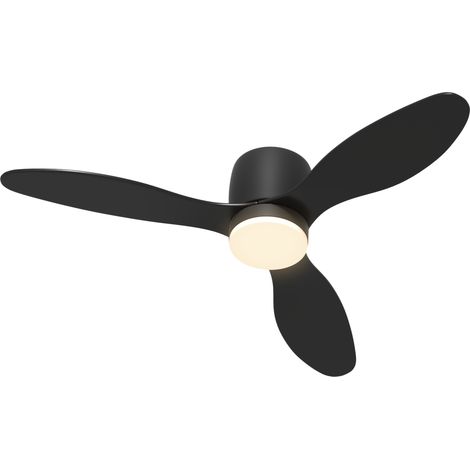 Deckenventilator mit Lampe und Fernbedienung, 3 Lichtfarben, 6 Geschwindigkeiten, Einstellbare Helligkeit, Schwarz