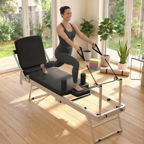Reformer Pilates Pliable pour Maison avec 2 Bandes Élastiques (1/5)