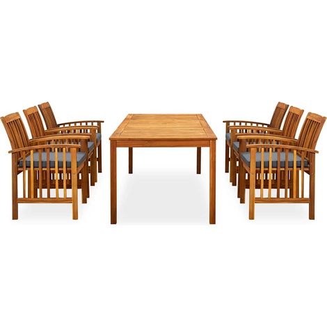 Maison Exclusive - 7-tlg. Garten-Essgruppe mit Kissen Massivholz (1/5)
