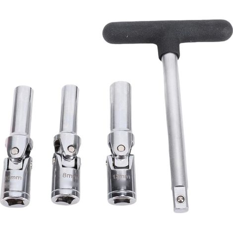 Set di attrezzi per la rimozione delle candelette, con barra a T da 3/8 di pollice, 8 mm, 10 mm, 12 mm, per la rimozione di candelette rotte in ambito di riparazione automobilistica. (1/5)