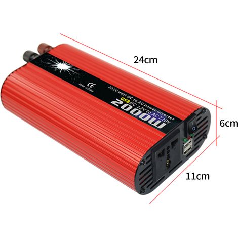 Onduleur solaire à onde sinusoïdale modifiée 2000W DC 12V à 220V-240V AC, double Port USB pour voiture RV (1/5)