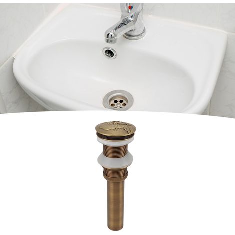 Bonde de lavabo style antique européen tout cuivre, tuyau d'évacuation, bonde de lavabo rétro à clapet (1/5)
