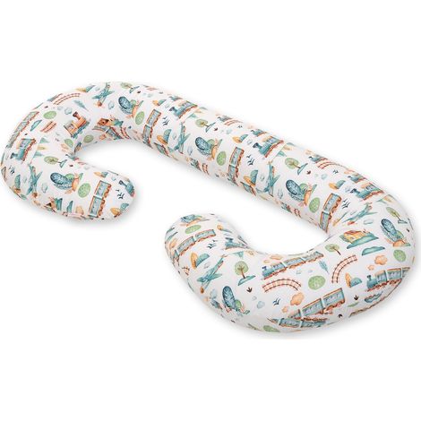 Coussin de grossesse en forme de C pour femmes enceintes, pour dormir et allaiter + housse amovible - Train (1/4)