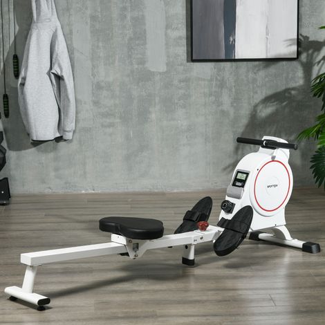Máquina de Remo Magnético Remo para Casa Plegable Resistencia de 8 Niveles Pantalla LCD y 2 Ruedas 180x48x60 cm Blanco (1/5)