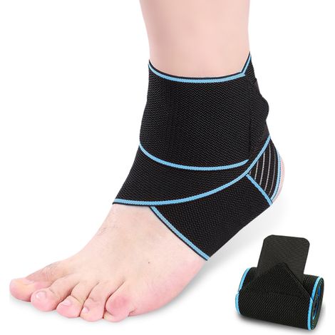 1 Chevillère, Support de cheville ajustable, Nylon et latex respirant, Pour sport et quotidien (1/5)
