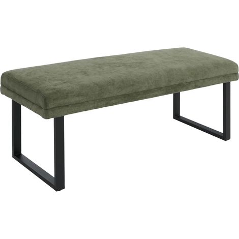 [NON UTILIZZATO] Panca HHG-072, panchina imbottita, ingresso sala da pranzo, metallo tessuto ciniglia (310 g/m²), 120cm, verde (1/5)