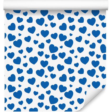 Papier peint Cœur Blanc, Bleu azur et Bleu 50x1000 cm (1/5)