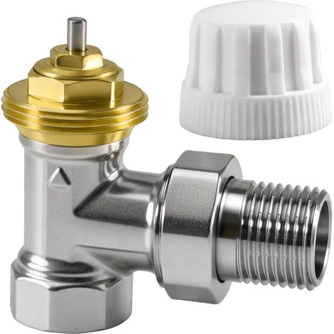 Vanne thermostatique 1/2, vanne de radiateur 1/2" Robinet d'angle de radiateur Tête thermostatique Valve de régulation de température pour un contrôle précis de la température (1/5)