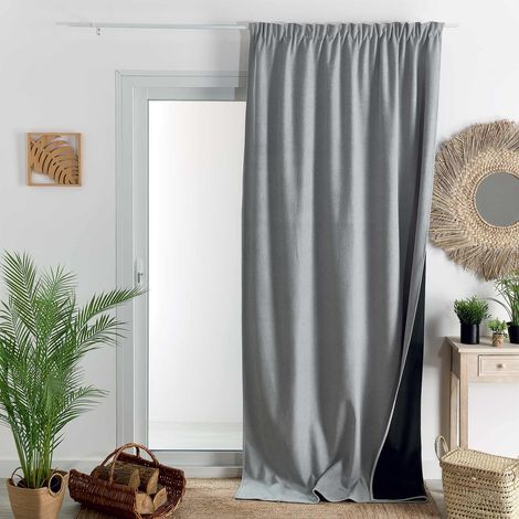 Homemaison – Rideau occultant thermique phonique 140x260 cm – Isolation 13 fois plus efficace – Finition galon fronceur – 100% polyester Gris Perle (1/4)