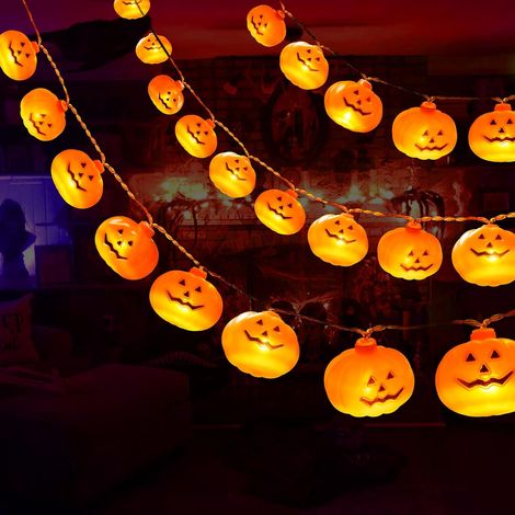 Halloween Decorations Lights: 6M 40LED Waterproof 3D Pumpkin String Lights Battery Operated, Halloween Decor Outdoor Indoor for Party Gate PATIO Garden Yard (1/5)