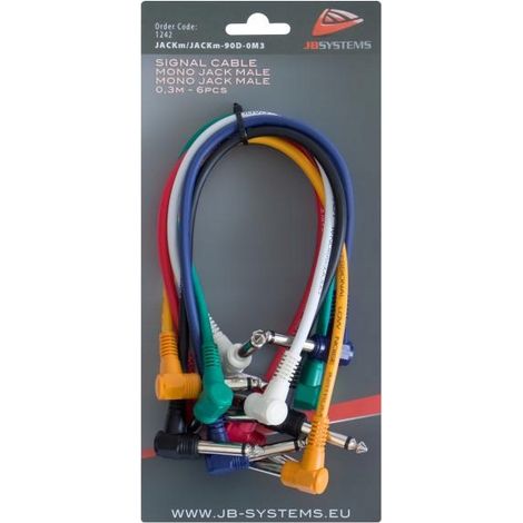 JB Systems JACKm/JACKm-90D-0M3 - Cable con conector en ángulo (0,3 m) 6 unidades (1/2)