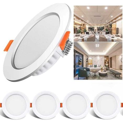 Lot de 4 downlights LED encastrables ronds 6W, lumière neutre 4000K, plafond, mince, salle de bain (1/5)