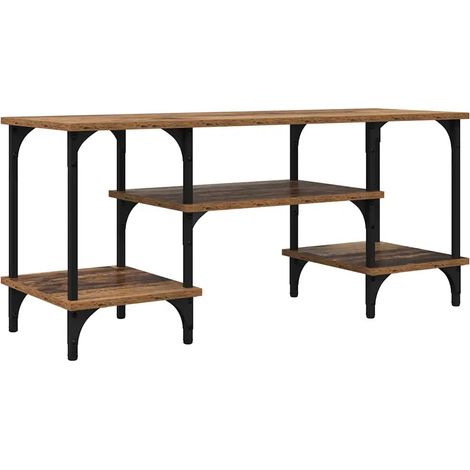 Mueble TV rectangular rústico abierto salón oficina 102 x 35 x 46 cm de madera antigua 020052719 (1/5)