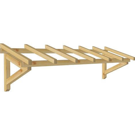 WMU – Auvent en bois 2.98 x 0.94 m – Pente 30% adaptée aux tuiles – Essences locales sapin et épicéa – Visserie incluse pour assemblage (1/2)