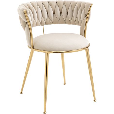 Lot de 2 chaises de salle à manger en velours doux – assises rembourrées, dossier moderne en forme de doigt avec accoudoirs – pour salon, chambre ou coin maquillage (1/5)
