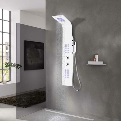 vidaXL Pannello Doccia in Alluminio 20x44x130 cm Bianco (1/5)