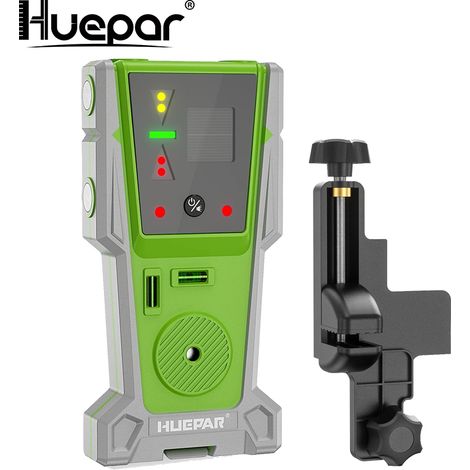 Huepar LR-8RG Laser Receiver, Compatible with All Huepar and Pro Laser Levels, ±1/17 In, Up to 200Ft, Green & Red Beams Laser Detector, Two-Sided LED Prompt, Magnet, Clamp Included (1/5)