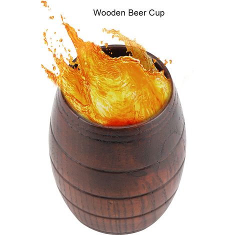 Tasse à bière en bois naturel, style rétro, grande contenance, tasse à thé, lait, jus, tasse classique en bois pour boire (1/5)