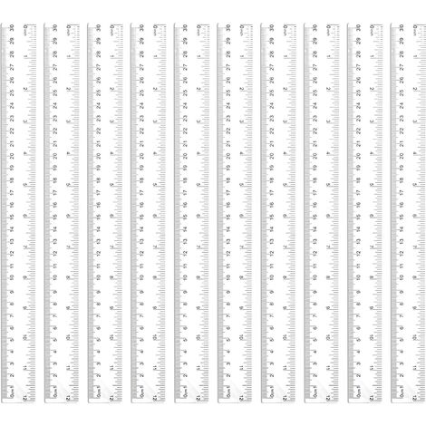 Lot de 10 règles en plastique transparent de 30 cm Règles droites en plastique avec échelle métrique pouces Outil de mesure de précision pour l'école, le bureau, la maison (1/5)