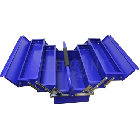 CASSETTA PORTAUTENSILI PORTA ATTREZZI 5 SCOMPARTI METALLO 42x20x20cm VUOTA (1/4)