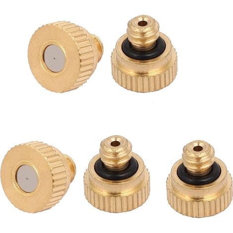 Lot de 5 buses brumisation en laiton doré, diamètre d'ouverture 0,15 mm, longueur 9