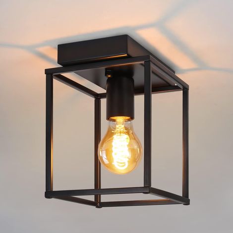 ZMH Plafonnier E27 Plafonnier rétro - noir industriel Lampe de cuisine pour chambre salon Lampe vintage en métal Plafonnier pour couloir cuisin (1/5)