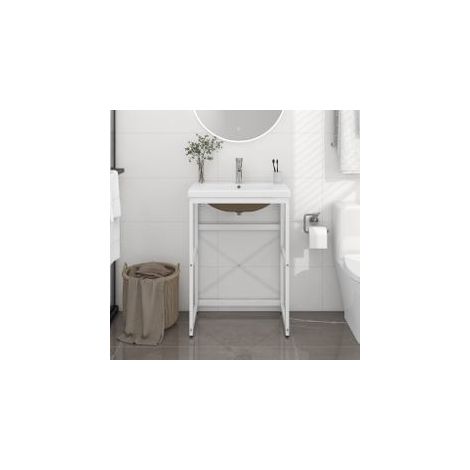 Cadre de lavabo de salle de bain vasque à encastrer Blanc Fer