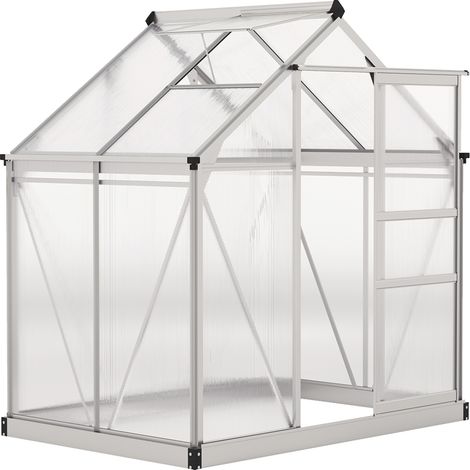 Outsunny 6x4ft Walk-In Polycarbonate Greenhouse Plant Grow Galvanied Aluminium