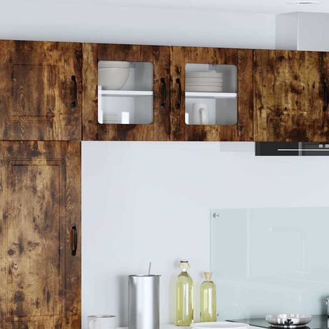 Wall Glass Cabinet LUCCA 2 pcs Smoked Oak 40 x 31 x 40 cm vidaXL