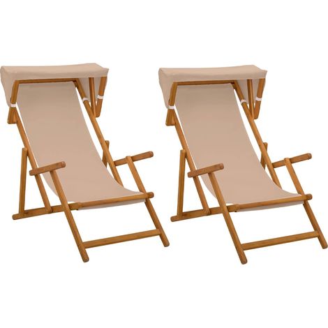 Chaise Longue 2 pc 3 Position Bois d'eucalyptus massif Taupe vidaXL
