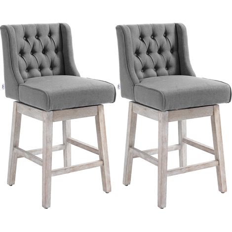 HOMCOM juego de 2 taburetes de bar con respaldo taburetes altos de cocina giratorios 180° para salón comedor 46x57x101 cm gris (1/5)