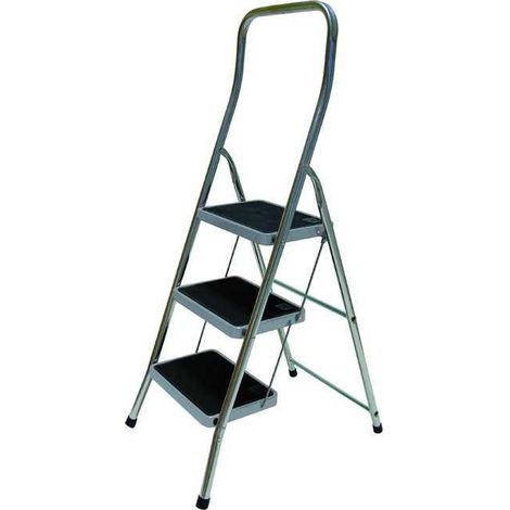 Taburete Super-P de aluminio Alice con peldaños anchos, 3 peldaños