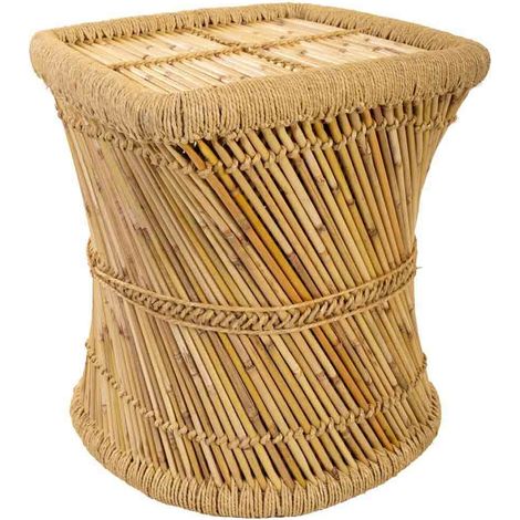 Mesa auxiliar de bambú marrón 43x43x47