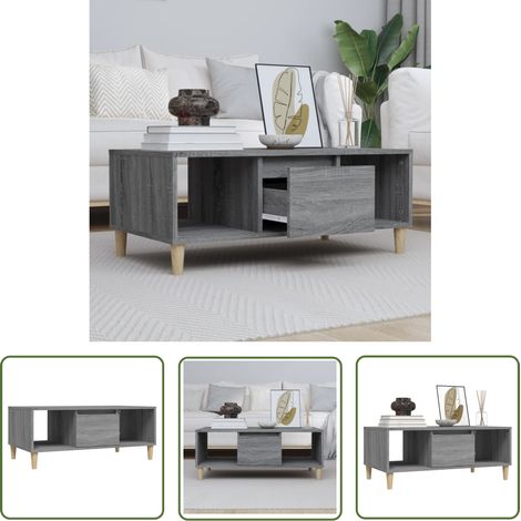 The Living Store Table basse Sonoma gris 90x50x36,5 cm Bois d'ingénierie - Table Basse - Meuble Salon - Table D'appoint - Bout De Canapé - Table Design (1/5)