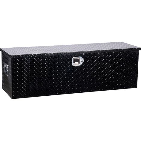 Robuster Werkzeugkasten aus Aluminium für Ladeflächen, rutschfeste Aufbewahrungsbox mit seitlichem Griff und Schlüsseln, Organizer für Anhänger, Pickups und Wohnmobile, 1244,6 x 381 x 381 mm, schwarz (1/5)