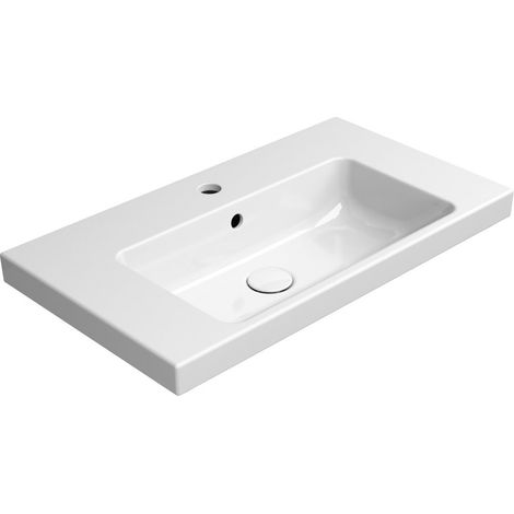 Lavabo en céramique NORM 70x40cm, blanc ExtraGlaze (1/4)