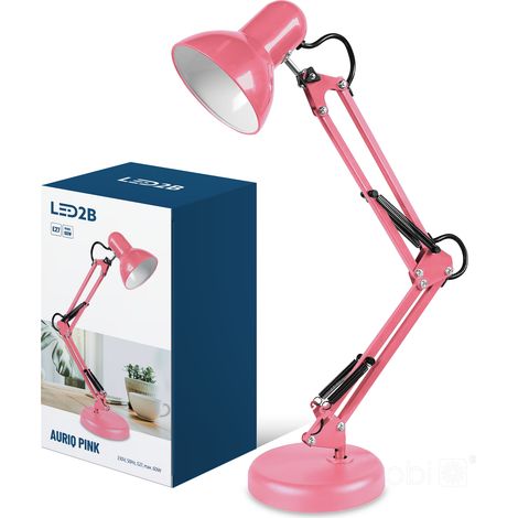 Lampe de bureau d’architecte rose réglable en métal, 1 douille E27 60 W AURIQ Kobi (1/5)