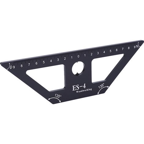 Règle de menuiserie ES-4 45° en alliage d'aluminium, outil de traçage pour charpentier, noir, mesure précise, équipement de bricolage, équerre coulissante, 1 pièce (1/5)