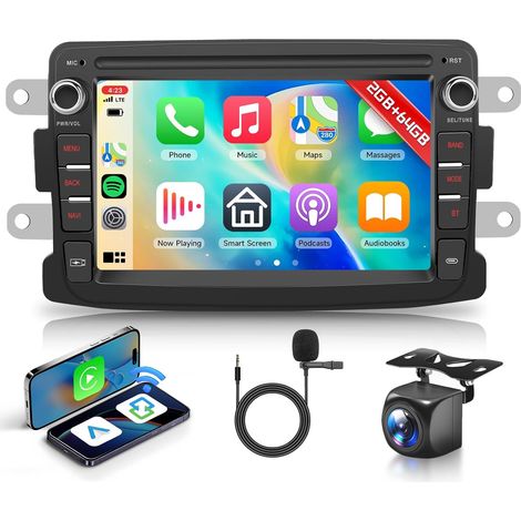 2GB 64GB Android Autoradio pour Dacia Logan Dokker Duster Sandero Lodgy Captur Symbol Lada Xray Radio avec Carplay Android Auto, Écran Tactile 7 Pouces GPS, Bluetooth, WiFi, FM/RDS, EQ (1/5)