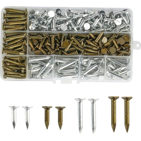 Chiodi zincati testa larga guaine 20 mm 30 mm Set 300 pezzi (1/5)