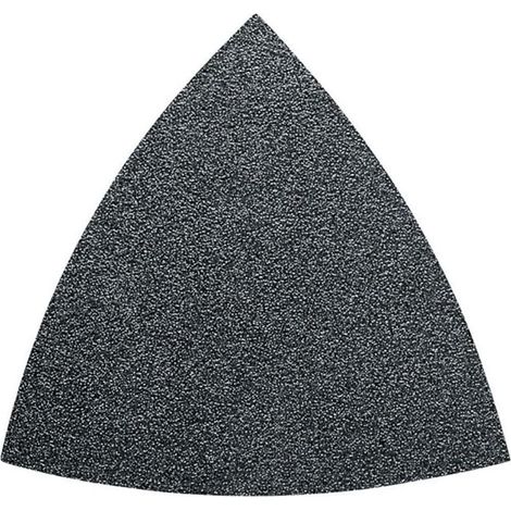 35 Feuilles abrasives, zircon grain 40, Longueur d’arête 80 mm, Condit.35 Pce, pour les surfaces dures comme les vernis clairs ou le métal. Non perforées, fixation auto-agrippante. (1/2)