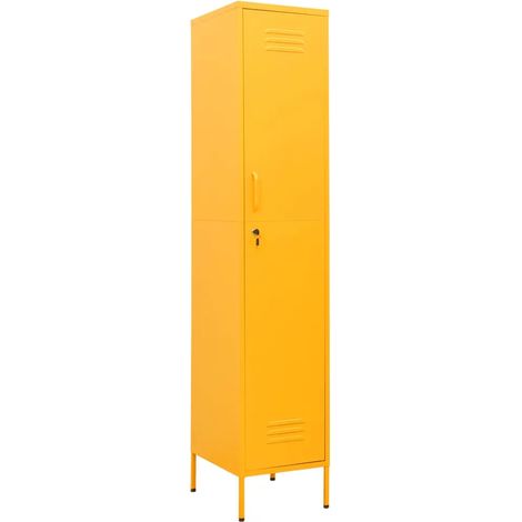 Armario moderno de 35 x 46 x 180 cm 4 estantes ajustables seguro acero color amarillo mostaza 020046887 (1/5)