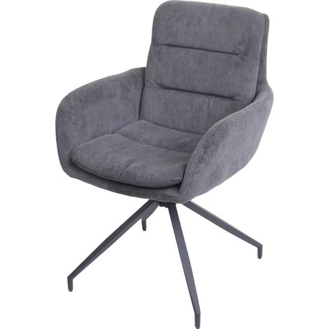 Chaise de salle à manger HHG-655, fauteuil chaise, pivotante position auto, tissu/textile, velours - gris