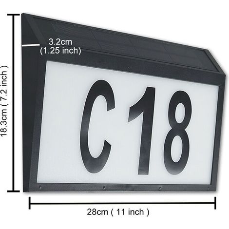 Numéro de maison solaire à LED Lampe lumineux Panneau énergie Solaire de Haute Qualité Applique Murale Extérieure Avec Numéro de maison -28 x 18.3 x 3.2cm (1/3)