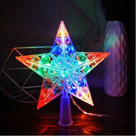 Étoile de sapin de Noël, étoile de sapin de Noël LED, étoile de sapin de Noël, étoile de sapin de Noël multicolore pour décoration de sapin de Noël, Noël, Halloween (couleur) (1/5)